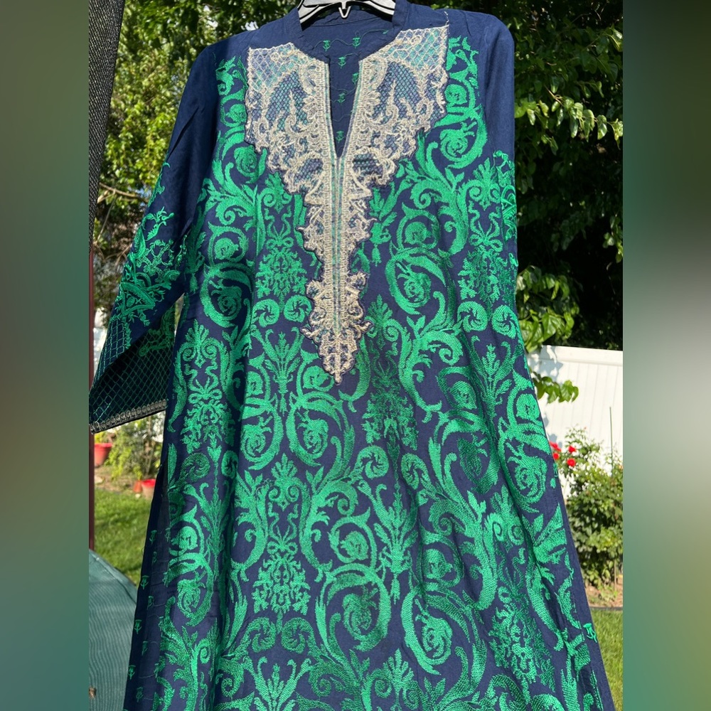 Fully embroidered linen dress